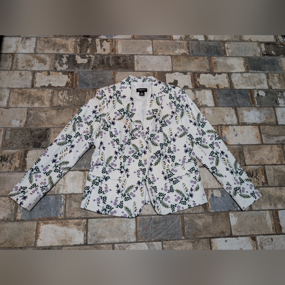Liz Claiborne Women’s Medium Floral Jacket - Multi-Color Blazer - Spring Career